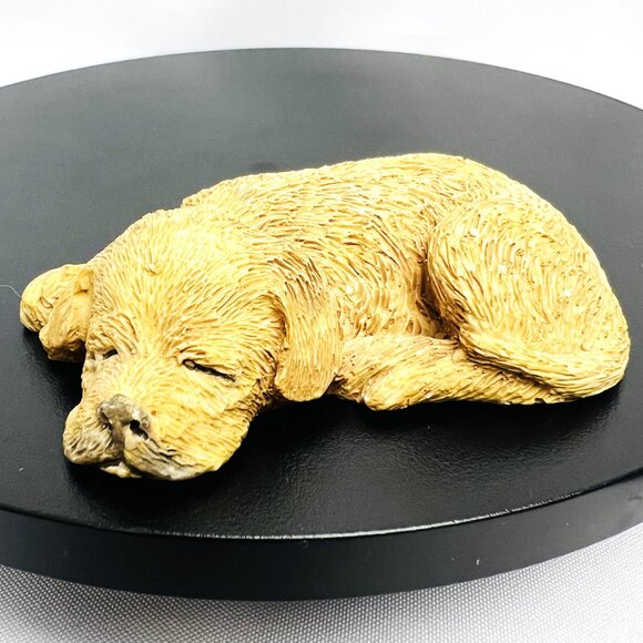 Set of Two Adorable Resin Dog Figurines Sitting and Sleeping Puppies - Picture 4 of 12